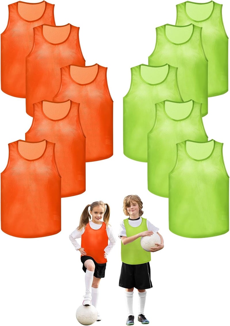 Mofech 12 Pack Pro Training Pinnies for Youth & Adult Mesh High-Vis Scrimmage Vests for Soccer, Basketball, Volleyball Teams - Image 1